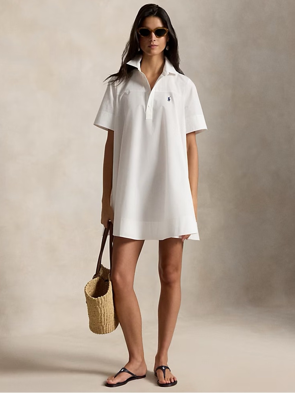 NWOT Ralph Lauren White Cotton A-Line Shirtdress